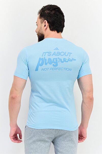 adidas Men Sportswear Fit Short Sleeve Outdoor T-Shirt, Turquoise