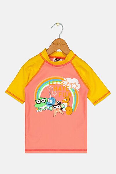 ARENA واقي من الطفح الجلدي بأكمام قصيرة وطبعة جرافيكية للبنات الصغار، متعدد الألوان