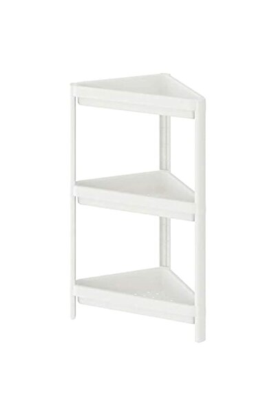 Generic منظم تخزين الحمام من روبيك، رف زاوية (33×33×71 سم)، أبيض
