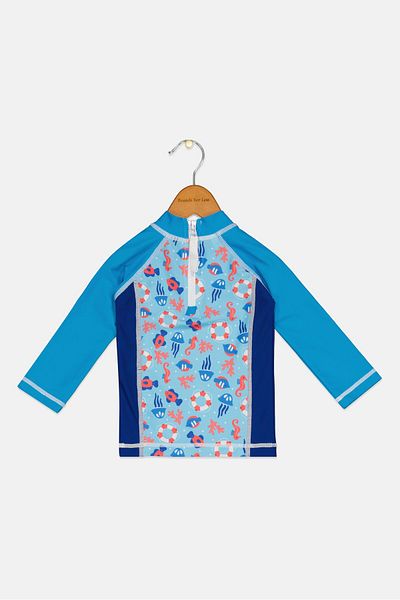 Coega Sunwear Toddlers Girl Graphic Print Rash Guard, Multicolor