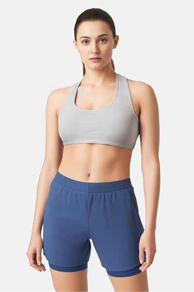 adidas Women Sportswear Fit Brand Logo Training 2 In 1 Shorts, Slate Blue