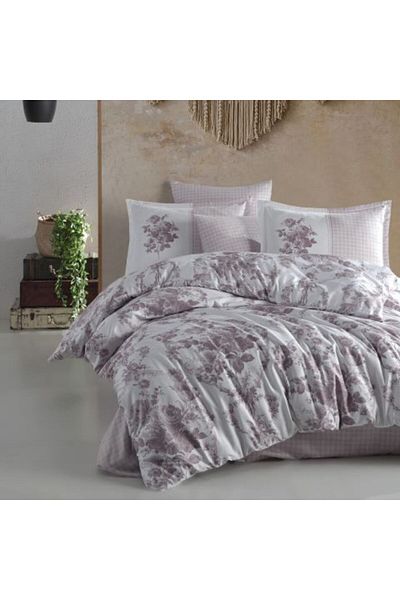 Ralex Premium Lux Satin Bedding Set 100% Cotton, King Size, 4 Pieces, Pink Elegant, Freda