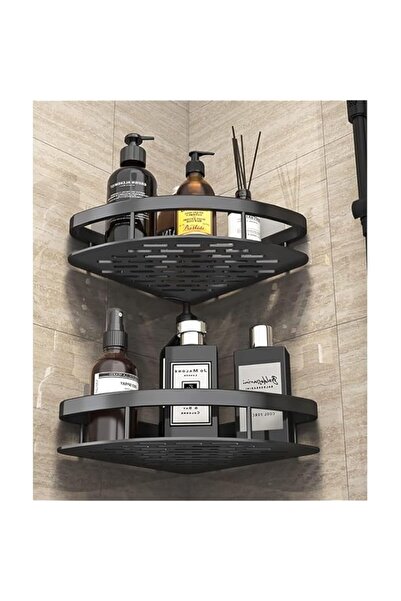 Generic رف دش زاوية من سولفار | منظم حمام جداري مقاوم للصدأ | لاصق لا يحتاج إ...