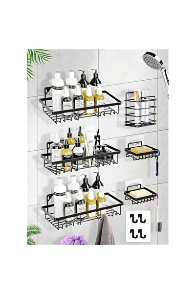 Generic مجموعة من 6 رفوف دش مطورة من ويكوبا، منظم زاوية حمام لاصق، مقاوم للصدأ