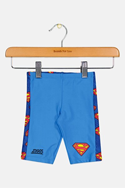 Zoggs شورت سباحة قصير بشعار العلامة التجارية سوبرمان للأطفال الصغار، أزرق