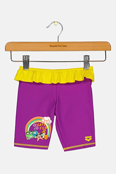 ARENA شورت سباحة مطبوع عليه رسومات للبنات الصغار، أرجواني