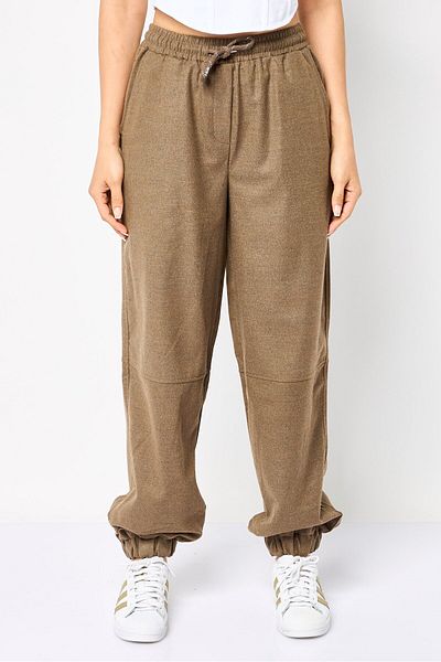 Koton Women Regular Fit Heather Jogger Pants, Brown
