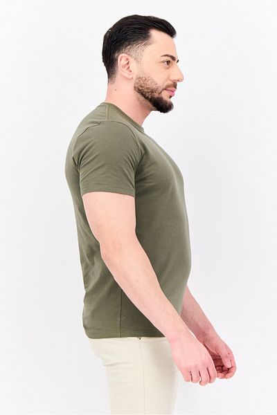 GAP Men Crew Neck Short Sleeves Plain T-Shirt, Olive