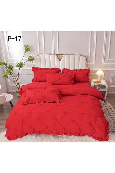 FIONNA.RO Bed Linen With Pleats And Ruffles - Red