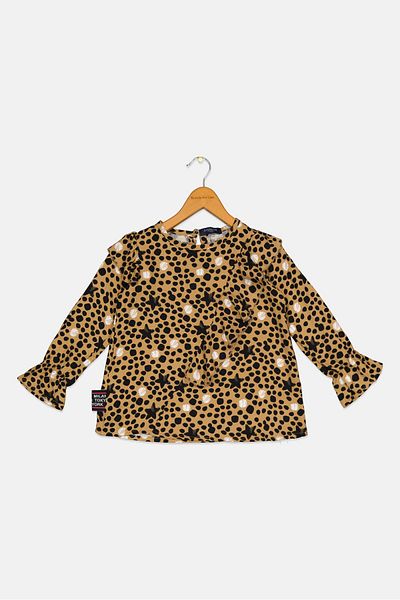 Overkids Toddlers Girl Long Sleeves Allover Print Top, Multicolor