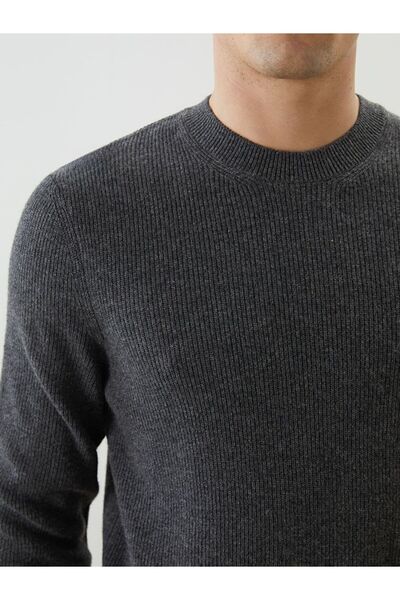 LC Waikiki Ανδρικό πλεκτό πουλόβερ Anthracite Crew Neck