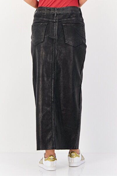 Don't Call Me Jennyfer Women Washed Denim Maxi Skirt, Black