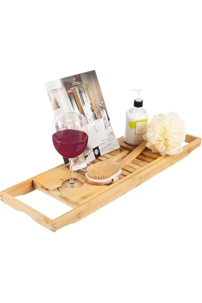 Generic صينية حوض الاستحمام من الخيزران من 4basix: قابلة للتعديل، مقاومة للما...