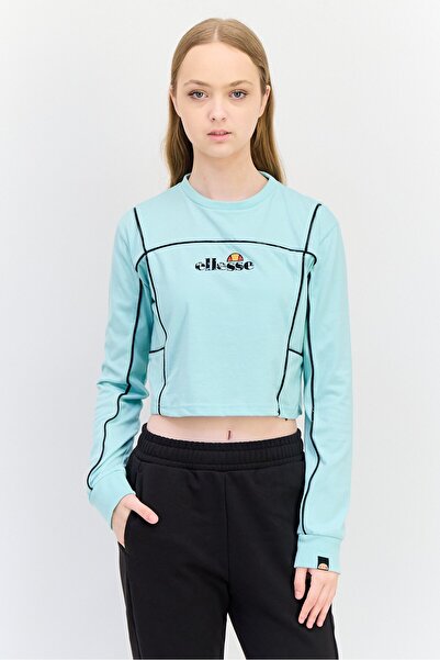 Ellesse تي شيرت نسائي رياضي بأكمام طويلة مناسب للأنشطة الخارجية، فيروزي