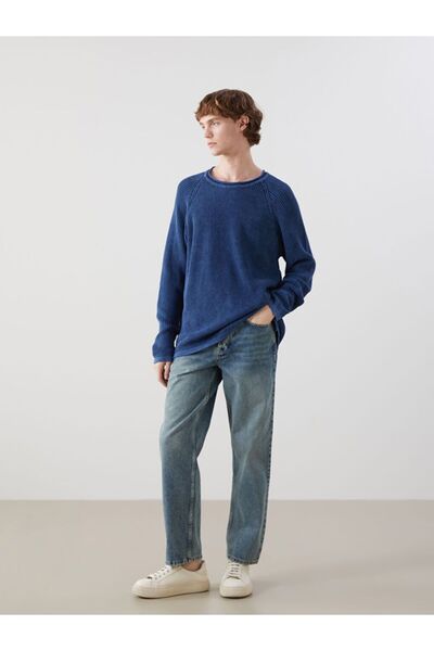 LC Waikiki Ανδρικό πλεκτό πουλόβερ Indigo Crew Neck