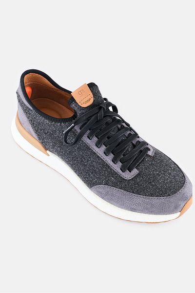Gentle Souls Men Medium Laurence Stretch Jogger Lace Up Casual Shoes, Dark Grey