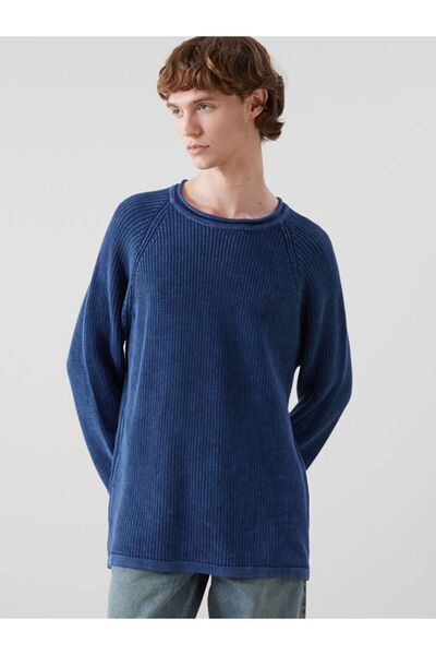 LC Waikiki Ανδρικό πλεκτό πουλόβερ Indigo Crew Neck