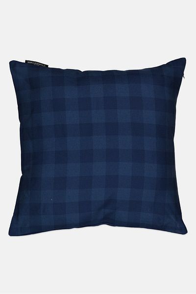 Karl Lagerfeld Plaid Decorative Cushion 45 cm, Navy