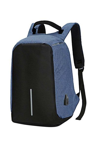 fun zone Generic Laptop Backpack With USB Charging Port Fits Upto 14-Inch Laptop Black/Blue