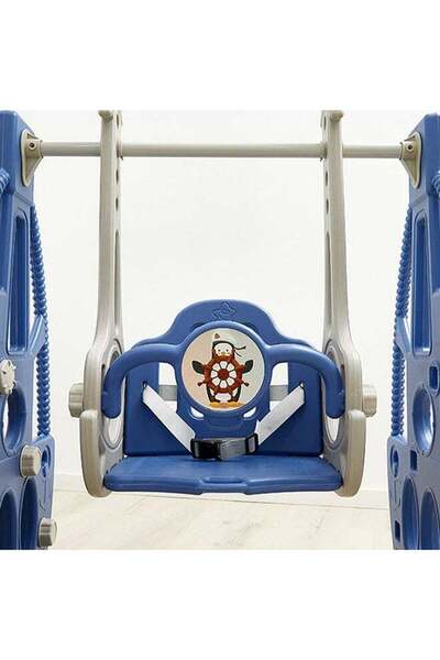 COOYA 3In1 Swing and Slide, Easy To Fold, 3-Point Safety Harness, Kids 1-6Years, Blue 135cm