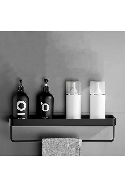 Generic رفوف حمام SEEMIE مع قضيب مناشف، رفوف تخزين مثبتة على الحائط، رف دش بدون حفر، صدأ