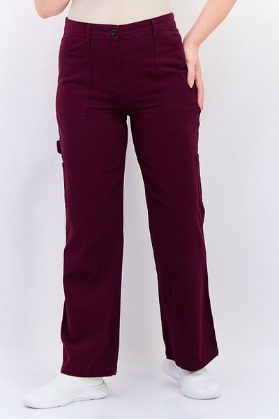 Koton Women Regular Fit Solid Cargo Pants, Maroon