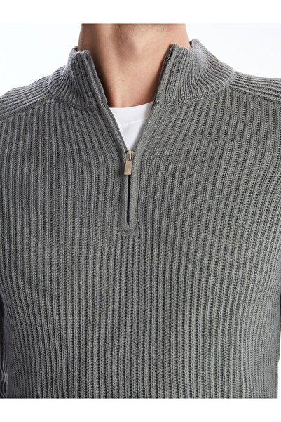 LC Waikiki Γκρι ψηλός λαιμός Πλεκτό Ανδρικό Πουλόβερ με μακριά μανίκια