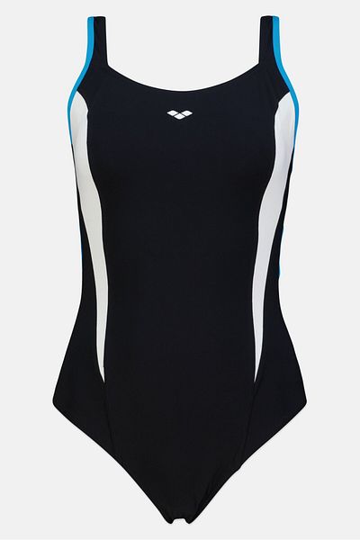 ARENA Women One Piece Brand Logo Sports Swimsuit, Black