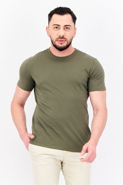 GAP Men Crew Neck Short Sleeves Plain T-Shirt, Olive