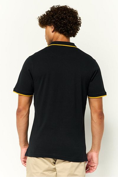 Cavalli Class Men Regular Fit Short Sleeve Embroidered Logo Polo Shirt, Black