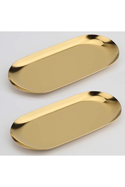 Generic صينية ديكور من الفولاذ المقاوم للصدأ من أزوني، مجموعة من قطعتين، بطول...