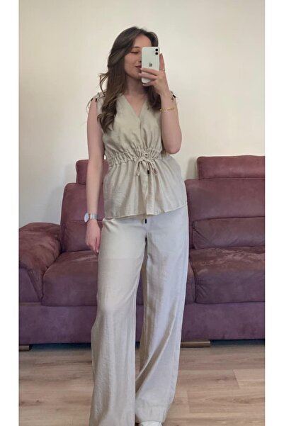 Eda Başak Atelier Thin Modal Suit with Shoulder and Waist