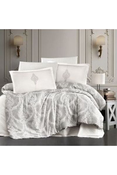 Ralex Premium Luxury Bed Linen Set - Satin 100% Cotton, 4 Pieces King Size, White Elegant, Kaldera