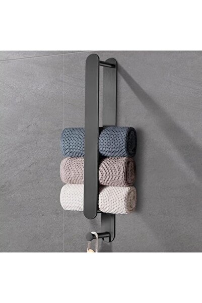 Generic حامل مناشف TERRIFI، قضبان مناشف سوداء قوية ذاتية اللصق مثبتة على الحا...