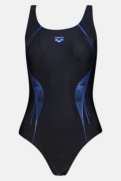 ARENA Women One Piece Brand Logo Sports Swimsuit, Black
