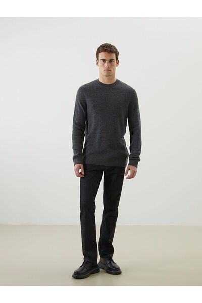 LC Waikiki Ανδρικό πλεκτό πουλόβερ Anthracite Crew Neck