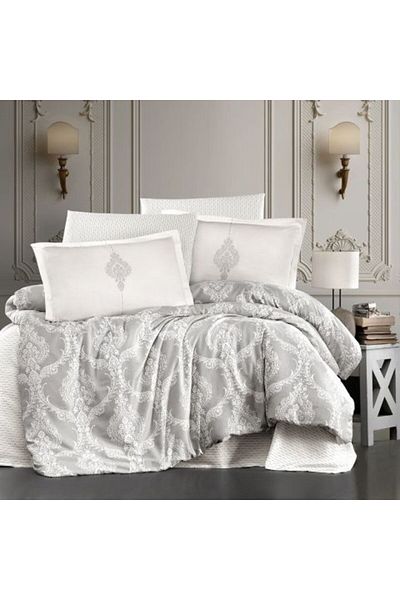 Ralex Premium Luxury Bed Linen Set - Satin 100% Cotton, 4 Pieces King Size, White Elegant, Kaldera