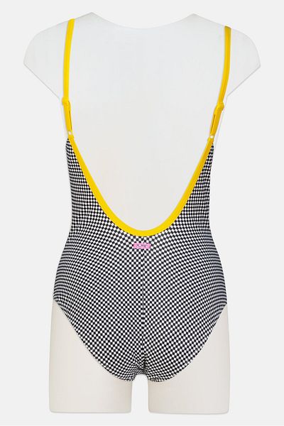 ARENA Women Padded Checkered One Piece Swimwear, Black
