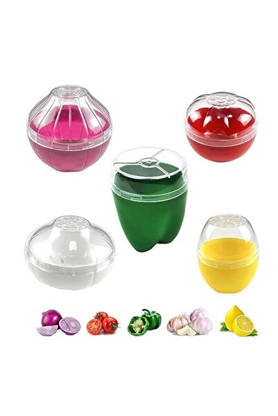 Generic Khazna Fruit and Vegetable Storage Containers for Fridge 5 Pieces, Onion Holder Storage Avocado Gre