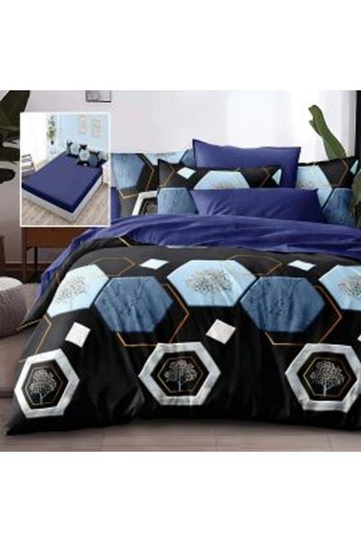 Ralex Double Bed Set Finet Cotton 6 Pieces with Mattress Cover 160 x 200 or 180 x 200 cm, Duvet 200 x 230