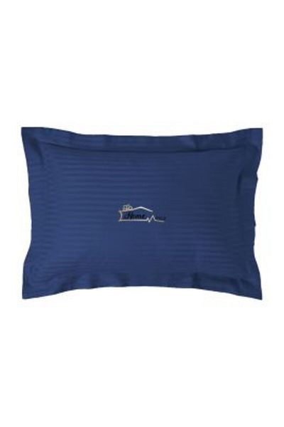 HomePuls Pillowcase Damask Polycotton Stripe 1 cm, 50 x 70 cm with 3.5 cm hem border, Blue