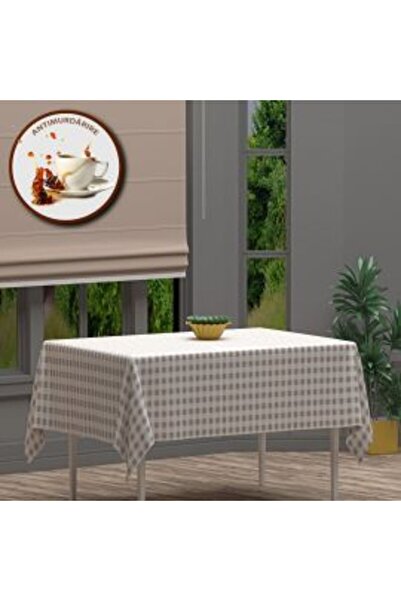 Ralex Anti-stain Cotton Tablecloth 160 x 240 cm, Beige Plaid