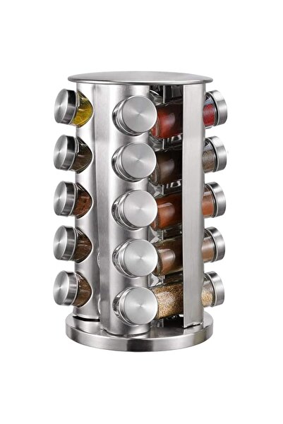 Generic Arabest Revolving Spice Rack, Stainless Steel Spice Organizer with 20 Spice Jars, Standing Cabinet