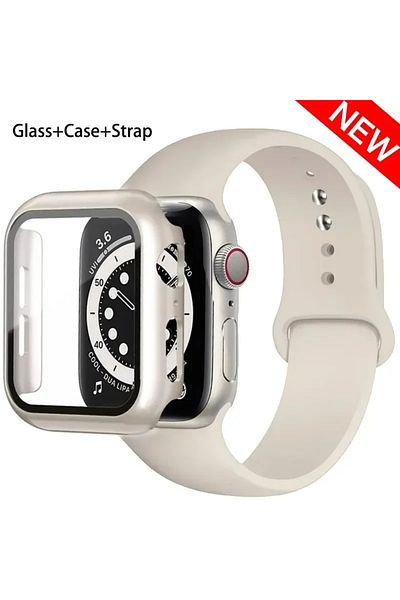 Choice 40mm series 654 se 71 starlight Sport band+Glass+Case For Apple Watch bands 44mm 40mm 45mm 41mm 38mm