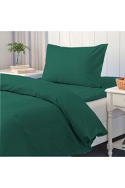 HomePuls Bed Linen Set with Elastic Sheet, Damask Polycotton 1 cm Stripe, Yellow