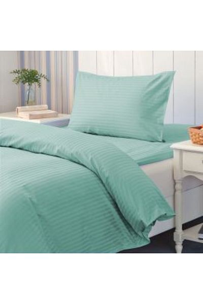 HomePuls Bed Linen with Elastic Sheet Damasc Polycotton Stripe 1 cm for Mattress 80 x 200 cm, Duvet Sheet 140