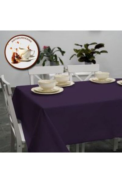 Ralex Anti-stain Cotton Tablecloth 120 x 160 cm, Solid Purple