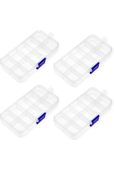 Generic Brand 4 Pack Clear Plastic Divider Storage Box Jewelry Organizer 10 G...