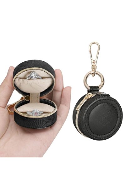 Generic صندوق حامل خواتم مجوهرات من تزوييق، مع سلسلة مفاتيح، صندوق تخزين مجوه...