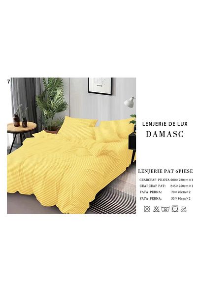 FIONNA.RO Damask Bed Linen 6 Pieces - Yellow